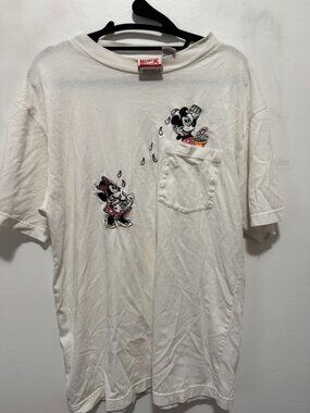 Vintage Disney Mickey Inc Minnie Mouse Pocket Tee Size Large
